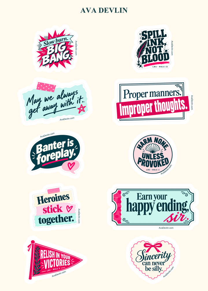 Proper Manners, Improper Thoughts — Bookish Sticker Sheet