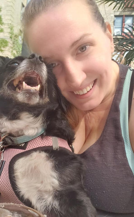 Ava Devlin with her rescue dog, Hera
